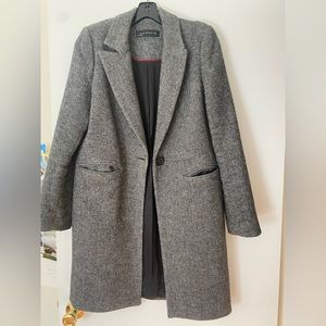 Herringbone wool coat, grey